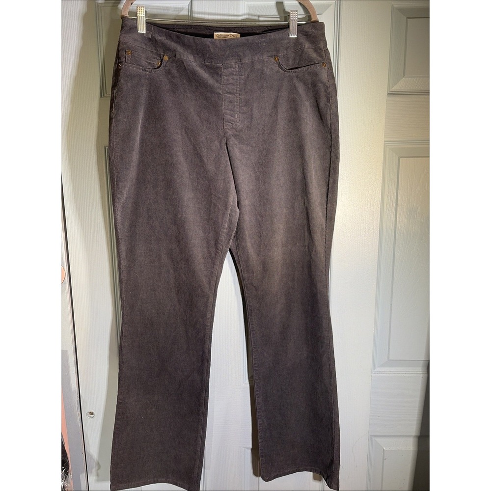 Coldwater Creek Pull On Corduroy Bootcut Pants Charcoal Gray Size 12. Work